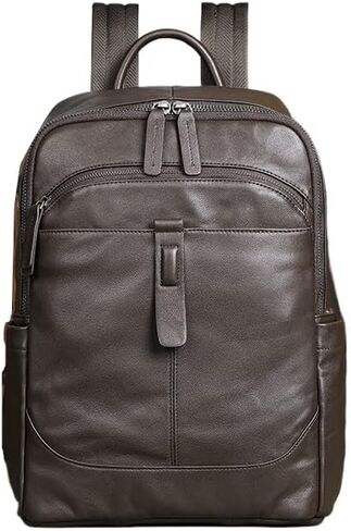 Men's Vintage Genuine Leather Backpack Water-resistant Laptop Sling Bag for Travel Business (Coffee) in Saudi Arabia
