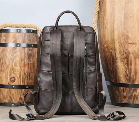 Men's Vintage Genuine Leather Backpack Water-resistant Laptop Sling Bag for Travel Business (Coffee) in Saudi Arabia