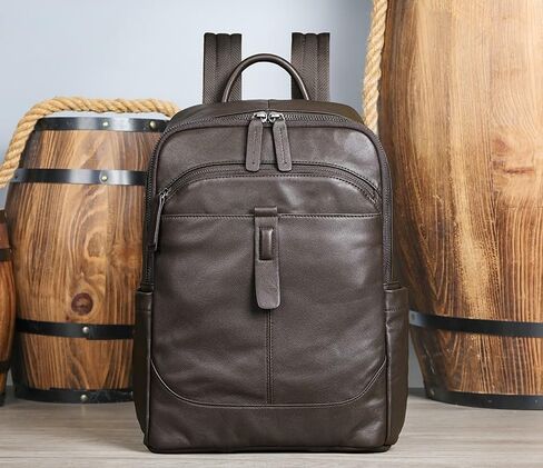 Men's Vintage Genuine Leather Backpack Water-resistant Laptop Sling Bag for Travel Business (Coffee) in Saudi Arabia
