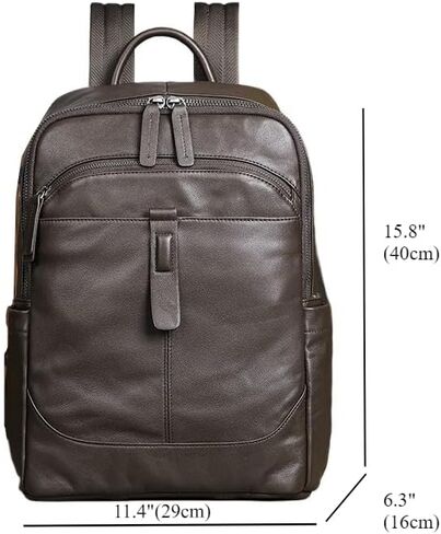 Men's Vintage Genuine Leather Backpack Water-resistant Laptop Sling Bag for Travel Business (Coffee) in Saudi Arabia