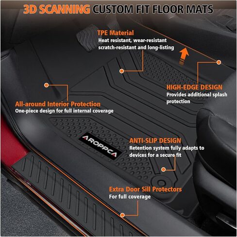 All Weather Floor Mats Cargo Liner with Backrest Mat for Mazda CX-5 2017-2025, TPE Rubber Liners Full Set wih Door Sill Protectors Automotive Mats for Mazda CX5 2025 Accessories in Saudi Arabia