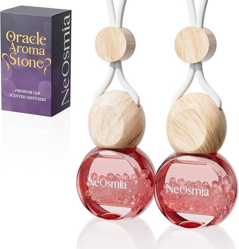 Hanging Car Air Freshener, 2 Pack Glass Car Scent Decor with Decorative Crystals, 6 Scents, Oud Wood, Long-Lasting Fragrance, Budget Friendly in Saudi Arabia