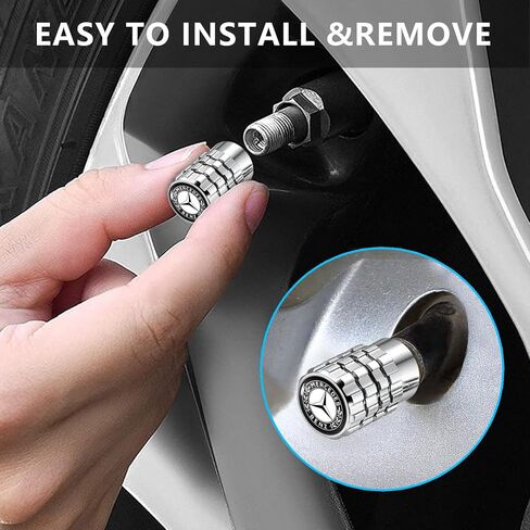 Tire Valve Stem Caps for Mercedes-Benz AMG A C E S Class Series Metal Car Wheel Air caps Auto Valve Stem Caps Accessories 4 Pcs in Kuwait