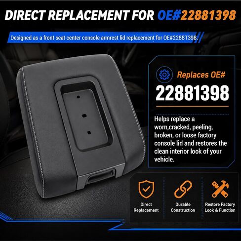 Front Seat Center Console Armrest Lid Replacement 22881398 Compatible with 2014-2018 Chevy Silverado GMC Sierra 1500 2500HD 3500HD,Black Storage Compartment Lid Cover in Saudi Arabia