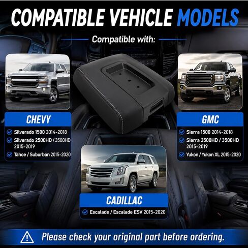 Front Seat Center Console Armrest Lid Replacement 22881398 Compatible with 2014-2018 Chevy Silverado GMC Sierra 1500 2500HD 3500HD,Black Storage Compartment Lid Cover in Saudi Arabia