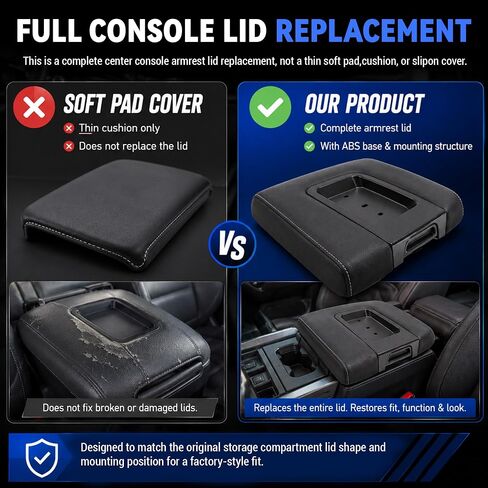 Front Seat Center Console Armrest Lid Replacement 22881398 Compatible with 2014-2018 Chevy Silverado GMC Sierra 1500 2500HD 3500HD,Black Storage Compartment Lid Cover in Saudi Arabia