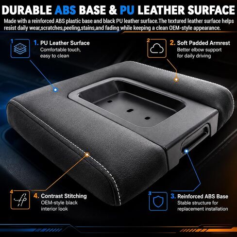 Front Seat Center Console Armrest Lid Replacement 22881398 Compatible with 2014-2018 Chevy Silverado GMC Sierra 1500 2500HD 3500HD,Black Storage Compartment Lid Cover in Saudi Arabia