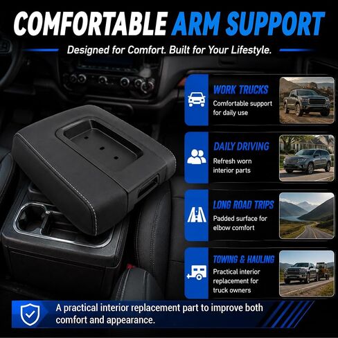 Front Seat Center Console Armrest Lid Replacement 22881398 Compatible with 2014-2018 Chevy Silverado GMC Sierra 1500 2500HD 3500HD,Black Storage Compartment Lid Cover in Saudi Arabia