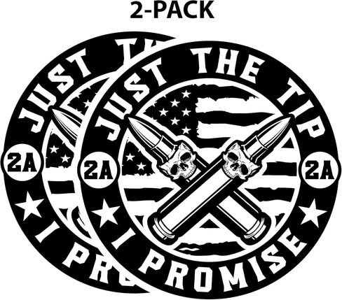 eDesign 2-Pack Just The Tip I Promise 2nd Amendment ملصق صائق - 4 بوصات - ملصق 2a لسيارة شاحنة SUV Van Window Bumper Wall Laptop Tablet كأس بهلوان وأي سطح أملس in Kuwait