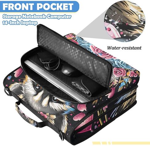 3 D-Ring Binder Bag with Zipper and Strap, Raccoon Pink Heart Rose Removable Binder with Zipper Case Hold 500+ Sheets& 14 Inch Laptop for School Office Supplies Organizer in Saudi Arabia