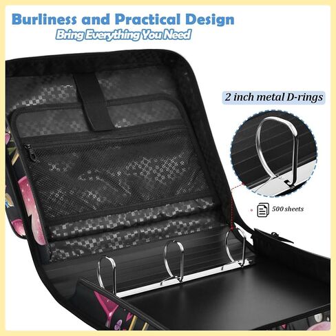 3 D-Ring Binder Bag with Zipper and Strap, Raccoon Pink Heart Rose Removable Binder with Zipper Case Hold 500+ Sheets& 14 Inch Laptop for School Office Supplies Organizer in Saudi Arabia
