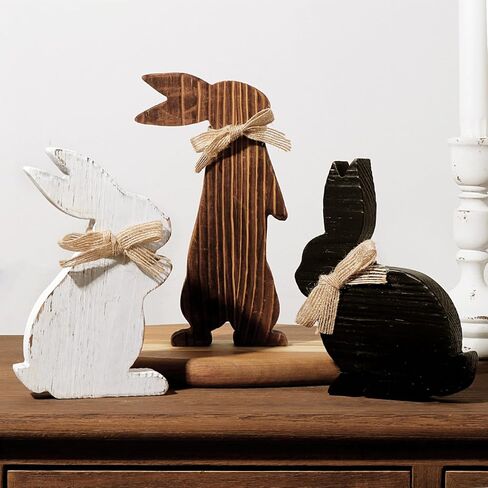 Rustic Wooden Bunny Table Centerpiece Signs, Farmhouse Tiered Tray Decor - 3pcs Vintage Easter Gifts in Saudi Arabia