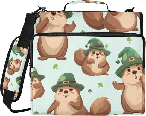 3 D-Ring Binder Bag with Zipper and Strap, Beaver Clover Pattern Removable Binder with Zipper Case Hold 500+ Sheets& 14 Inch Laptop for School Office Supplies Organizer in Saudi Arabia