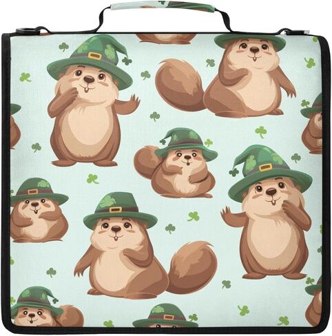 3 D-Ring Binder Bag with Zipper and Strap, Beaver Clover Pattern Removable Binder with Zipper Case Hold 500+ Sheets& 14 Inch Laptop for School Office Supplies Organizer in Saudi Arabia
