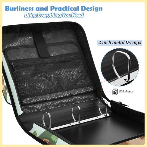 3 D-Ring Binder Bag with Zipper and Strap, Beaver Clover Pattern Removable Binder with Zipper Case Hold 500+ Sheets& 14 Inch Laptop for School Office Supplies Organizer in Saudi Arabia
