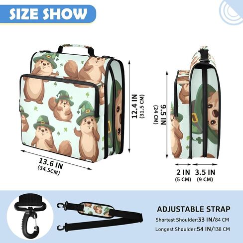 3 D-Ring Binder Bag with Zipper and Strap, Beaver Clover Pattern Removable Binder with Zipper Case Hold 500+ Sheets& 14 Inch Laptop for School Office Supplies Organizer in Saudi Arabia