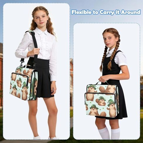 3 D-Ring Binder Bag with Zipper and Strap, Beaver Clover Pattern Removable Binder with Zipper Case Hold 500+ Sheets& 14 Inch Laptop for School Office Supplies Organizer in Saudi Arabia