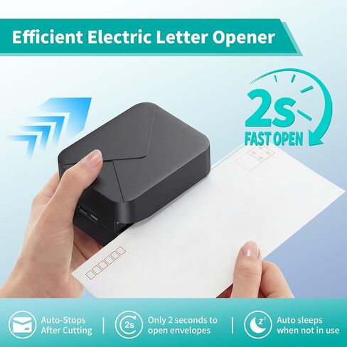 Rechargeable Electric Letter Opener, Automatic Letter Opener Envelope Slitter, Universal Efficient Mail Envelope Openers with Safe Cutting and Portable Design for Office & Home Desks, Blue in Saudi Arabia