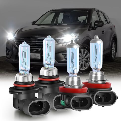 Upgraded Halogen Headlight Bulbs 2013-2016 for Mazda CX5 Headlight Bulbs 9005 High Beam and H11 Low Beam, Performance 5500K White 300% Brightness 4PCS in Saudi Arabia