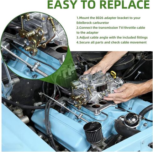 محول كابل نقل 8026 مطور متوافق مع مكربنات Edelbrock، يناسب ناقل الحركة الأوتوماتيكي بنمط التلفزيون 2004R 700R4 4L60، طقم دعامة فولاذية مطلية بالزنك in Kuwait