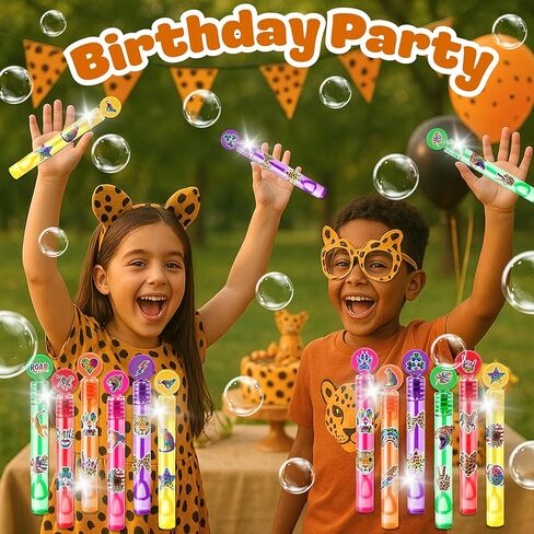Cheetah Party Favors for Kids - 24PCS Safari Animal Bubble Wands Wild Animal Theme Birthday Party Supplies Goodie Bag Fillers Classroom Rewards in Saudi Arabia