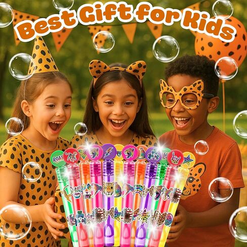 Cheetah Party Favors for Kids - 24PCS Safari Animal Bubble Wands Wild Animal Theme Birthday Party Supplies Goodie Bag Fillers Classroom Rewards in Saudi Arabia