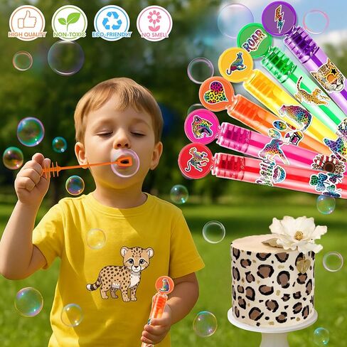 Cheetah Party Favors for Kids - 24PCS Safari Animal Bubble Wands Wild Animal Theme Birthday Party Supplies Goodie Bag Fillers Classroom Rewards in Saudi Arabia