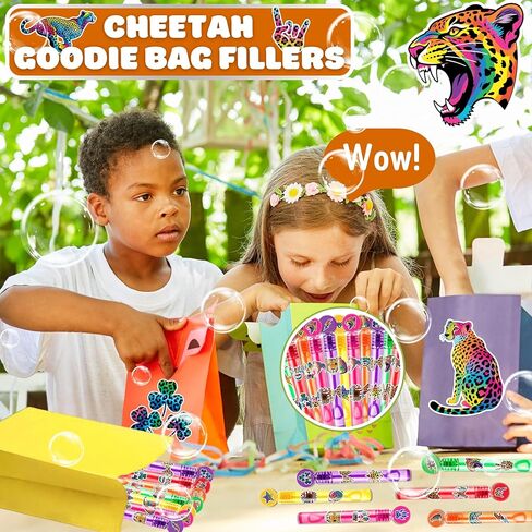 Cheetah Party Favors for Kids - 24PCS Safari Animal Bubble Wands Wild Animal Theme Birthday Party Supplies Goodie Bag Fillers Classroom Rewards in Saudi Arabia