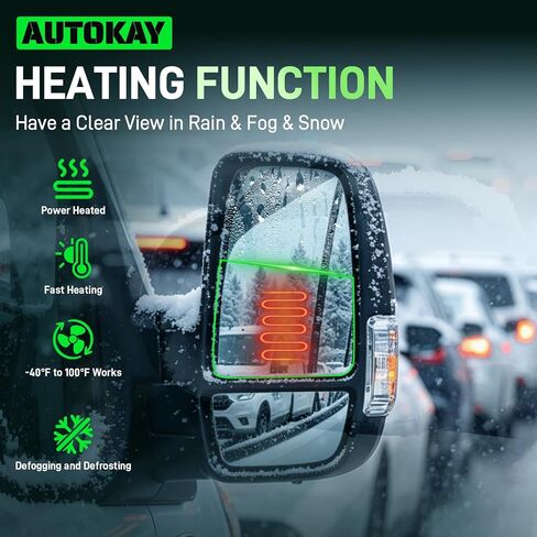 مرآة جانبية للركاب الأيمن من AUTOKAY زجاج مرآة علوية مع تركيبات ساخنة لسيارة Ford Transit 150 250 350 350 HD 2015-2022، مرآة محدبة للرؤية الخلفية الخارجية تحل محل CK4Z17K707B CK4Z17K707D in Kuwait