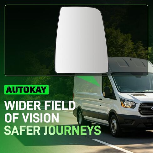 مرآة جانبية للركاب الأيمن من AUTOKAY زجاج مرآة علوية مع تركيبات ساخنة لسيارة Ford Transit 150 250 350 350 HD 2015-2022، مرآة محدبة للرؤية الخلفية الخارجية تحل محل CK4Z17K707B CK4Z17K707D in Kuwait