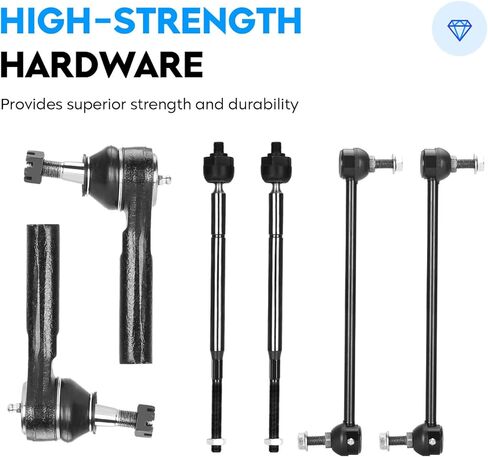 Front Lower Control Arms w/Ball Joints + Sway Bars + Tie Rods for Chrysler Pacifica 2004 2005 2006 2007 2008 Suspension Kit K621361 K621362 ES80646 ES3614 K7258-8pc Set in Kuwait
