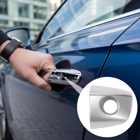 Door Handle Cap for Audi Q5 and A4L 2013 2014 2015 2016, Front Left Chrome Exterior Door Handle Key Hole Cover Lock Cap Replaces 8R0837899 (Platinum) in Saudi Arabia