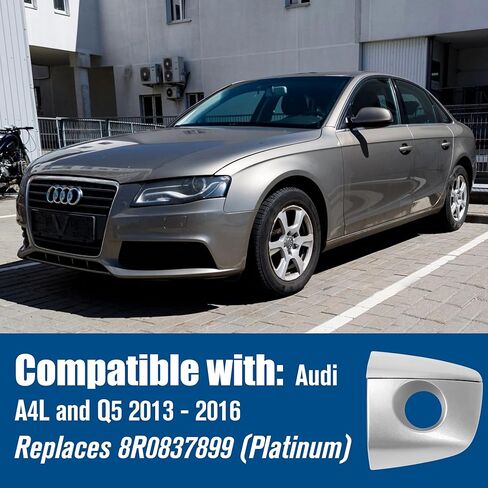Door Handle Cap for Audi Q5 and A4L 2013 2014 2015 2016, Front Left Chrome Exterior Door Handle Key Hole Cover Lock Cap Replaces 8R0837899 (Platinum) in Saudi Arabia