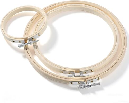 SULIKJHUI 3 Pieces Small Embroidery Hoop, Round Bamboo Embroidery Hoop Adjustable Frame for Cross Stitch, DIY Sewing Craft, Wooden Rings for Home Decoration in Saudi Arabia