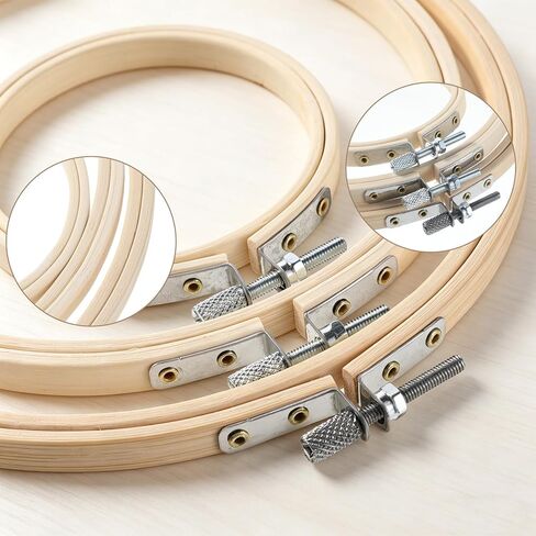 SULIKJHUI 3 Pieces Small Embroidery Hoop, Round Bamboo Embroidery Hoop Adjustable Frame for Cross Stitch, DIY Sewing Craft, Wooden Rings for Home Decoration in Saudi Arabia