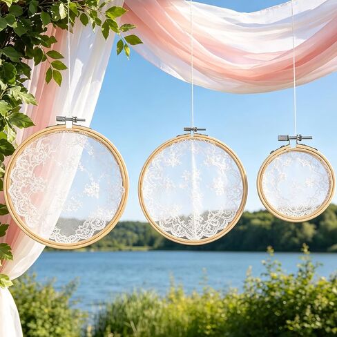SULIKJHUI 3 Pieces Small Embroidery Hoop, Round Bamboo Embroidery Hoop Adjustable Frame for Cross Stitch, DIY Sewing Craft, Wooden Rings for Home Decoration in Saudi Arabia