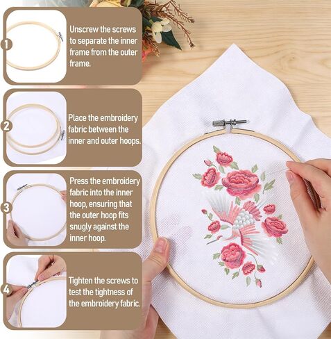SULIKJHUI 3 Pieces Small Embroidery Hoop, Round Bamboo Embroidery Hoop Adjustable Frame for Cross Stitch, DIY Sewing Craft, Wooden Rings for Home Decoration in Saudi Arabia