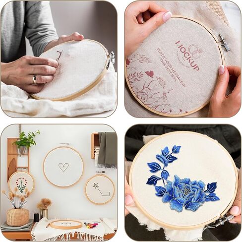 SULIKJHUI 3 Pieces Small Embroidery Hoop, Round Bamboo Embroidery Hoop Adjustable Frame for Cross Stitch, DIY Sewing Craft, Wooden Rings for Home Decoration in Saudi Arabia