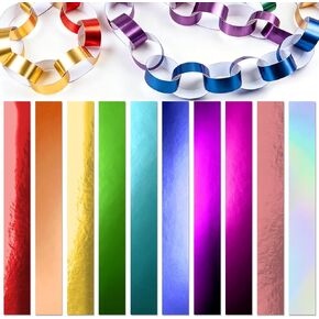 650 Sheets Paper Chain Garland 1 x 8 Inches Paper Chain Strips DIY Construction Paper Chains for Wedding Birthday Party Decorations DIY Craft Supplies (Metallic) in Saudi Arabia