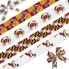 YKW Maryland Flag Crab Grosgrain Ribbon 4 Pack Set - 7/8 Inch x 5 Yards Each, State Pride DIY Craft Gift Decorations in Saudi Arabia