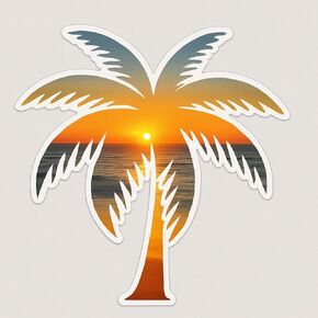 2 pcs Palm Tree Stickers, Beach Sunset Chill Vibe Car Decal Sticker, 5-inches - Premium Quality Vinyl Sticker in Kuwait