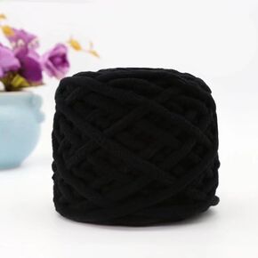1pcs Chunky Yarn for Hand Knitting ，Chunky Chenille Yarn, Jumbo Big Thick Chunky Yarns for Crocheting, Super Bulky Chunky Knit Blanket Yarns, (25 yds Each Skein), Cream (Black) in Kuwait