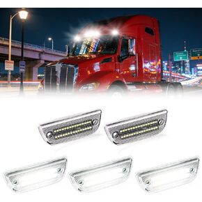 مصابيح LED لسقف الكابينة، مصابيح سقف الكابينة للجري العلوي لشاحنات Kenworth T680 T770 T880 وPeterbilt 579 الثقيلة، عدسات شفافة كهرمانية كاملة LED لمصابيح علامة الكابينة، 5 قطع in Kuwait