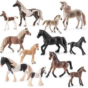 12PCS 6" Horse Toys Family Figurines for Girls Boys 3 4 5 6+ Years Old, Realistic Farm Animal Toys Figurines Learning Toys for Kids, Horse Party Favors Birthday Gift Cake Toppers Decoration in Kuwait