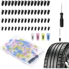 OFBAND 60PCS 4 Sizes Tire Repair Rubber Nail Kit,Quick Emergency Screw in Tire Plugs Kit for Tubeless Tyre,Self-Service Heavy Duty Flat Tires Repair Kits as Tires Repairs Tools in Kuwait