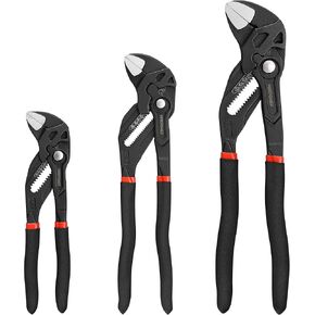MAXPOWER 3 Pieces Pliers Wrench 7 inch 10 inch 12 inch, Smooth Parallel Jaw, Push Button Quick Adjustable Pliers Set for Plumbing, Pipe Works in Kuwait
