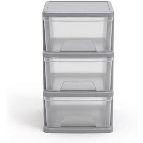 3-Drawer Storage Tower, Clear Plastic Organization Cart, Silver Frame, for Home, Office, Closet in Kuwait