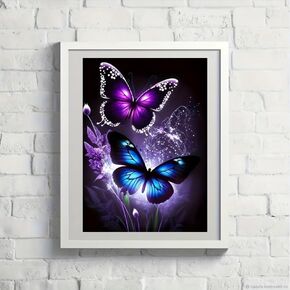 مجموعة طلاء ألماس على شكل فراشة متوهجة - فن 5D DIY بدون إطار (20 × 30 سم) لديكور المنزل، هدية فريدة بتصميم مضيء لغرفة المعيشة وغرفة النوم in Kuwait