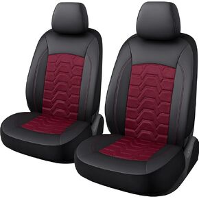 Memory Foam Leather Car Seat Covers, Breathable Air Cool Mesh Front Seat Protectors, Airbag Compatible Automative Comfortable Accessories, Universal Fit for Most Cars SUVs Trucks, Black&Red. in Saudi Arabia
