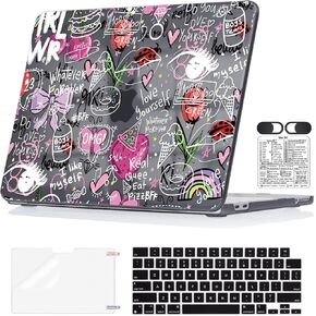 Case for 2026 Apple MacBook Neo 13" A18 Pro A3404 | Lightweight Scratch-Resistant Hard Shell with Keyboard Skin, Screen Film, Shortcut Sticker & Webcam Privacy Cover, Pink Leopard & Butterfly in Kuwait